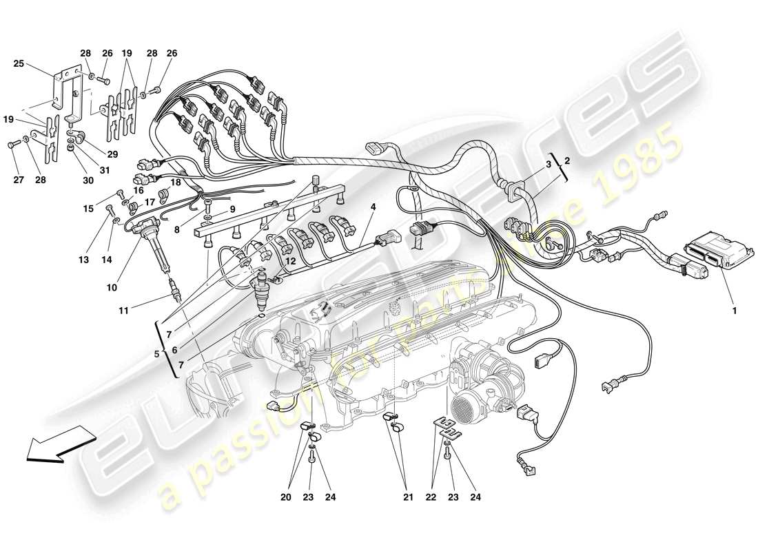 ferrari 612 sessanta (europe) injection - ignition system parts diagram