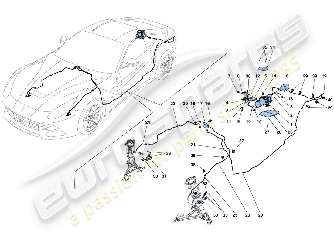 ferrari f12 berlinetta (rhd) vehicle lift system parts diagram