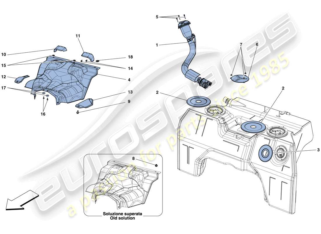 ferrari f12 tdf (europe) fuel tank and filler neck parts diagram