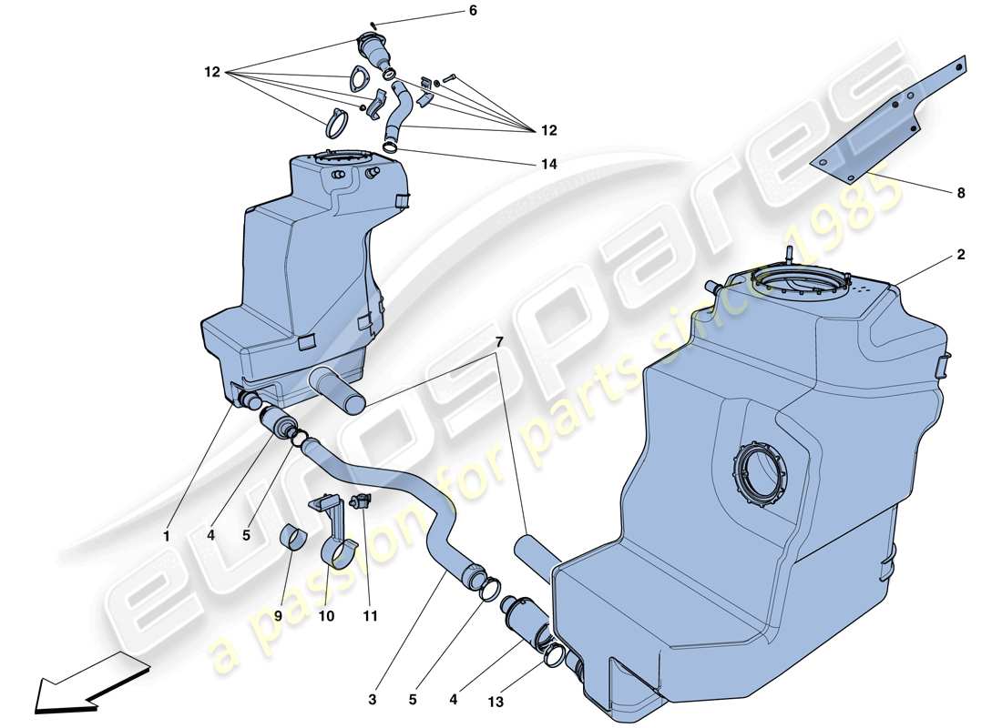 ferrari 458 speciale (rhd) fuel tanks and filler neck parts diagram