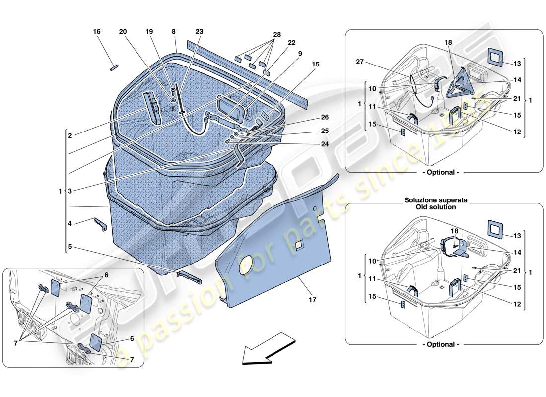 ferrari 458 italia (rhd) front compartment trim parts diagram