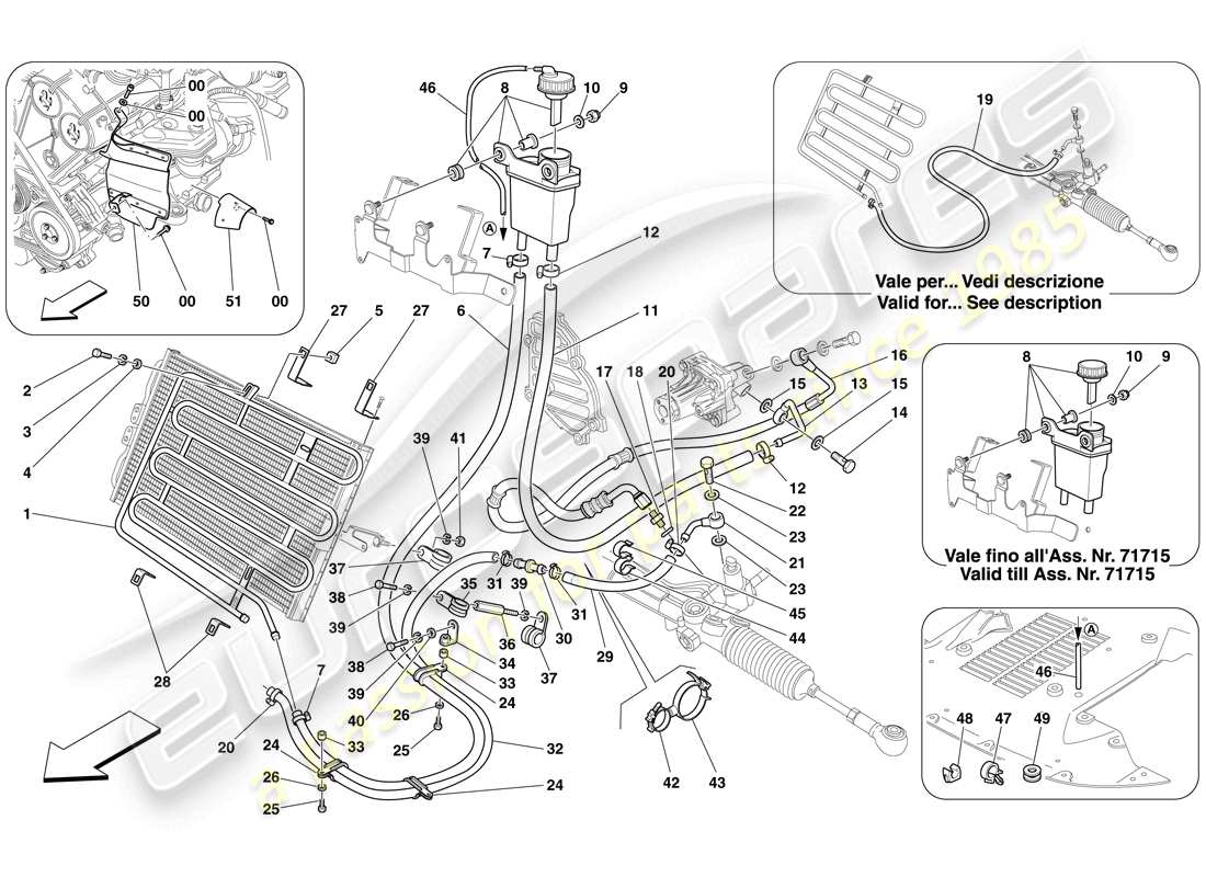 ferrari 612 sessanta (europe) hydraulic fluid reservoir for power steering system and coil parts diagram