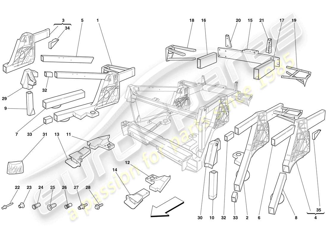 ferrari f430 spider (usa) chassis - rear element subassemblies parts diagram