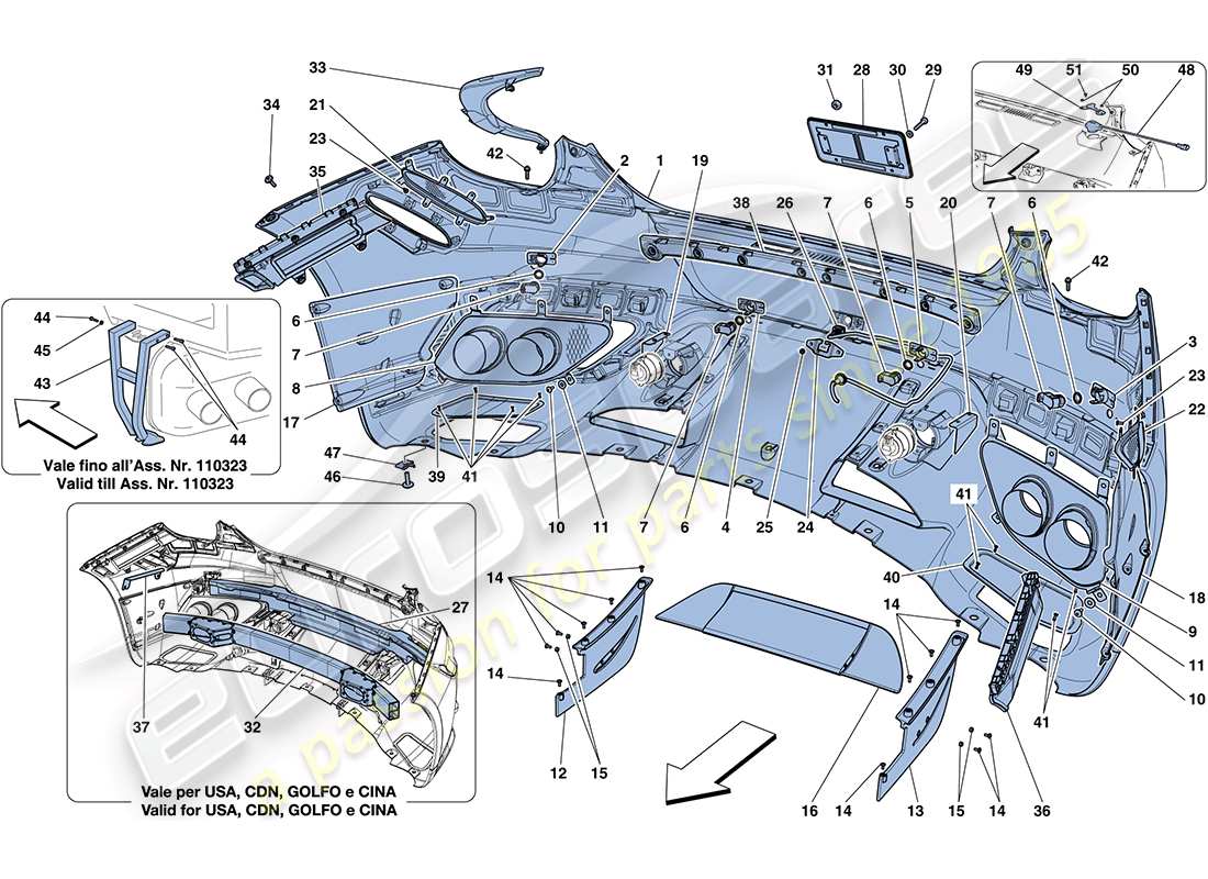 ferrari ff (europe) rear bumper parts diagram