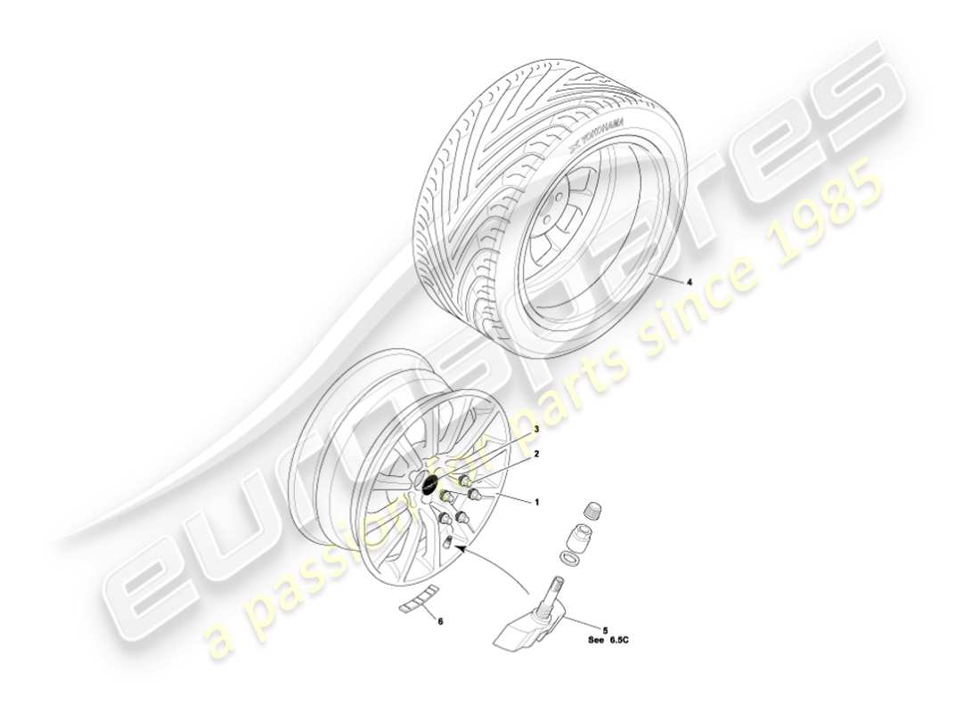 aston martin vanquish (2003) wheels & tyres part diagram