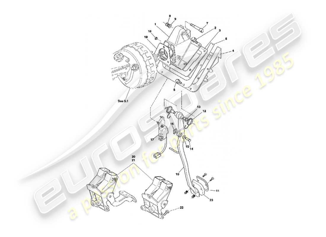 aston martin vanquish (2002) pedal gear part diagram