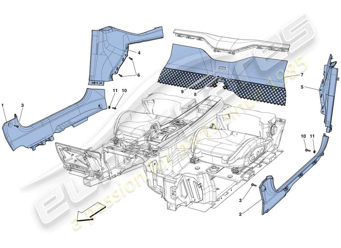 ferrari f12 tdf (europe) interior trim parts diagram