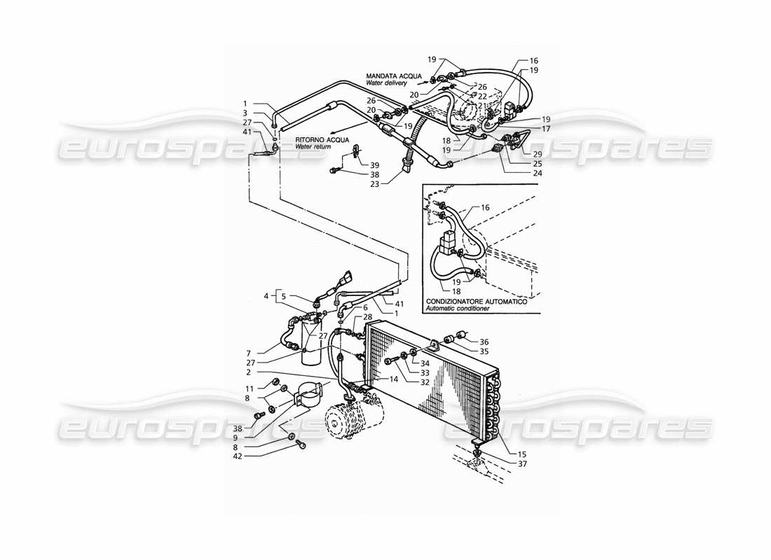 maserati qtp. 3.2 v8 (1999) air conditioning system (rh drive) with r134a gas part diagram