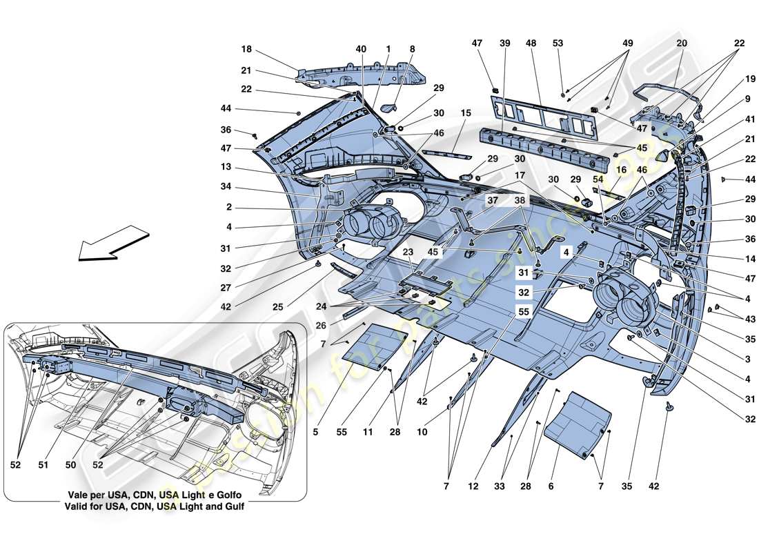 ferrari california t (usa) rear bumper part diagram