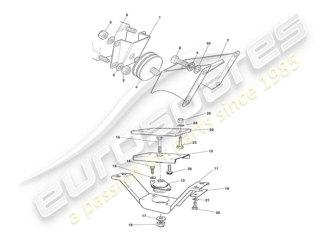 aston martin v8 virage (1999) engine mountings part diagram