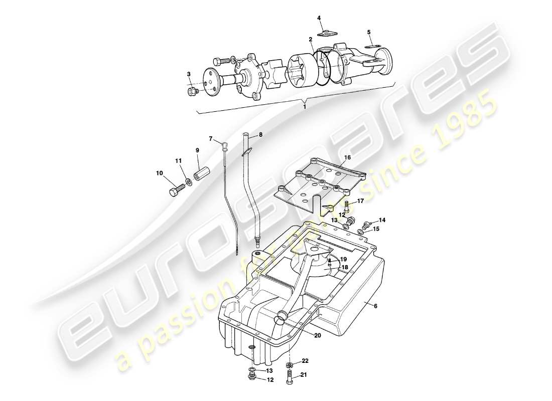 aston martin v8 coupe (1999) oil pump & sump part diagram