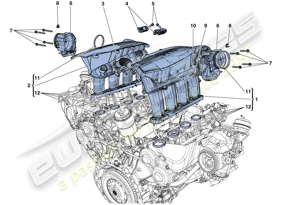 ferrari 488 spider (usa) intake manifold part diagram