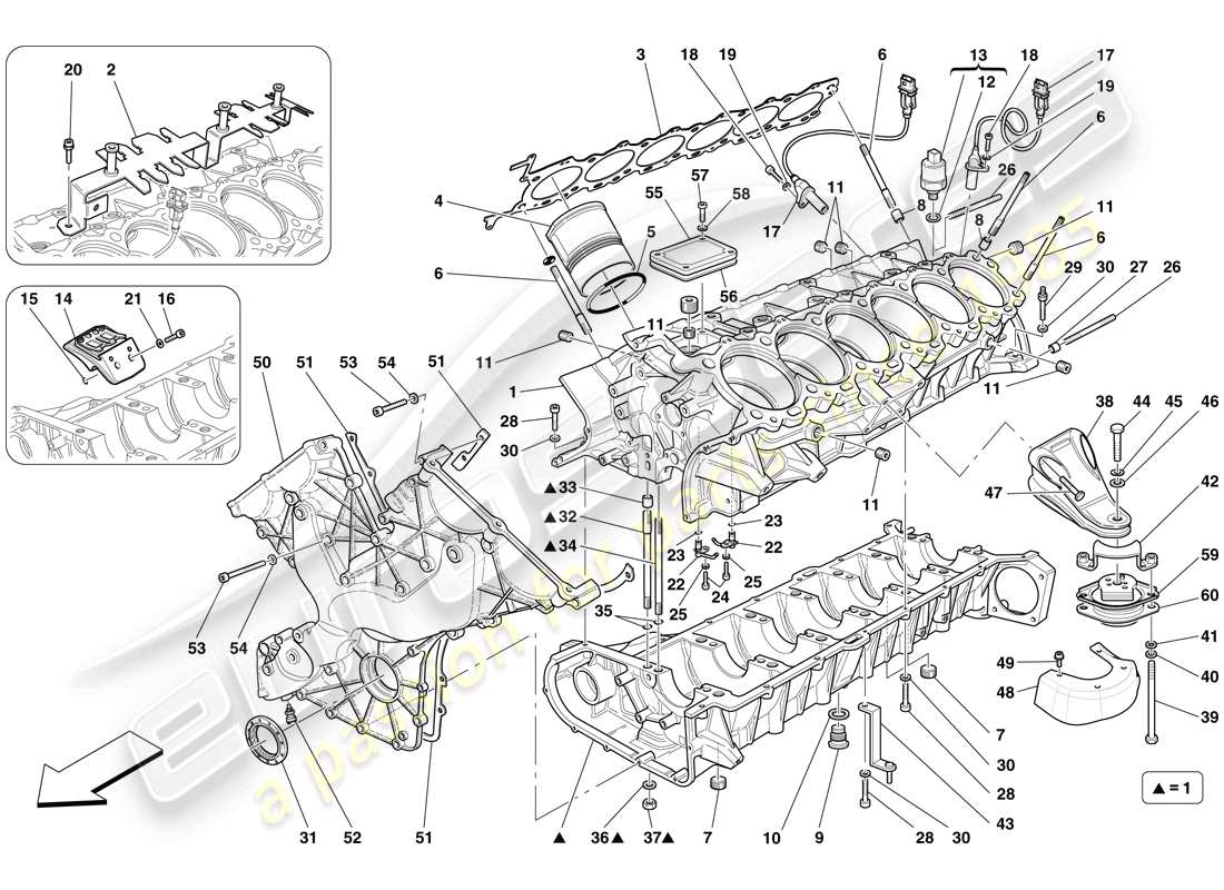 ferrari 599 gto (europe) crankcase parts diagram