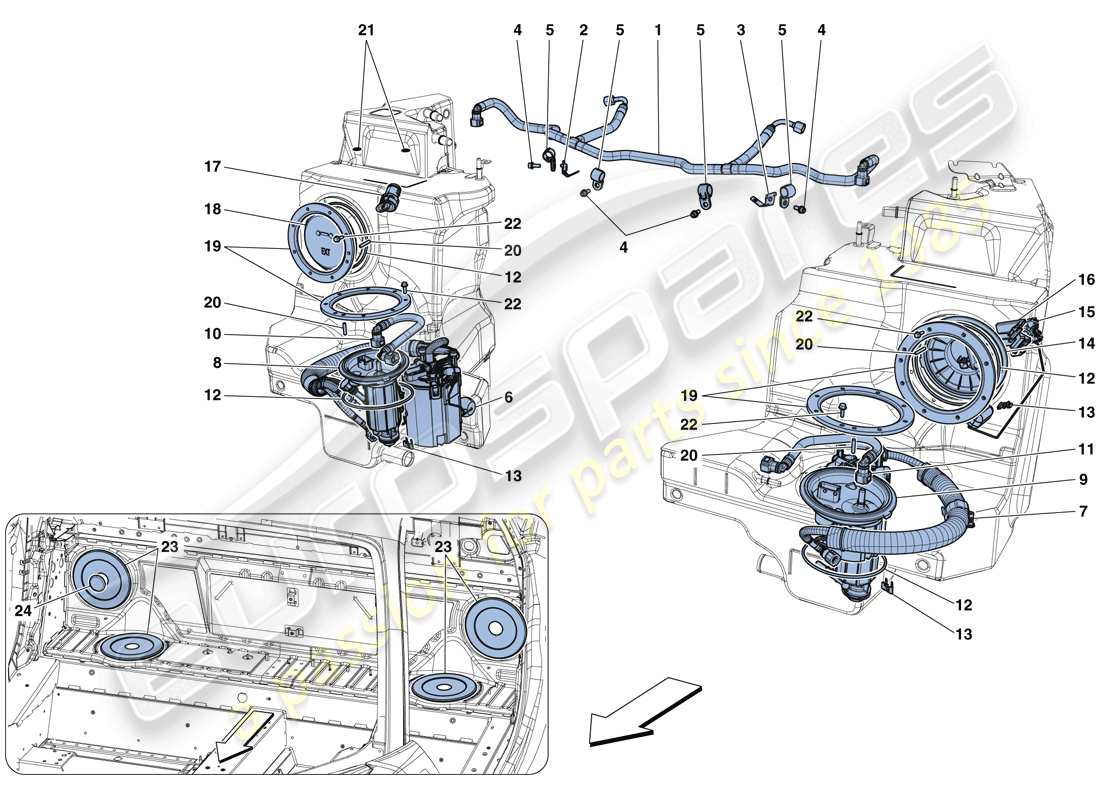 ferrari 488 spider (europe) fuel system pumps and pipes part diagram