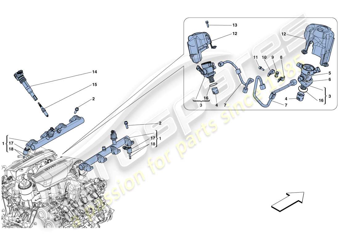 ferrari 488 gtb (europe) injection - ignition system part diagram