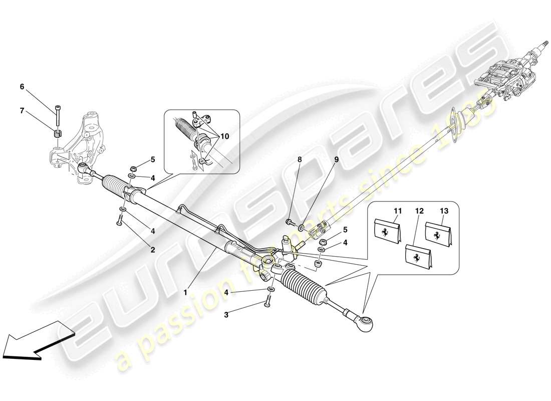 ferrari 612 scaglietti (europe) hydraulic power steering box parts diagram