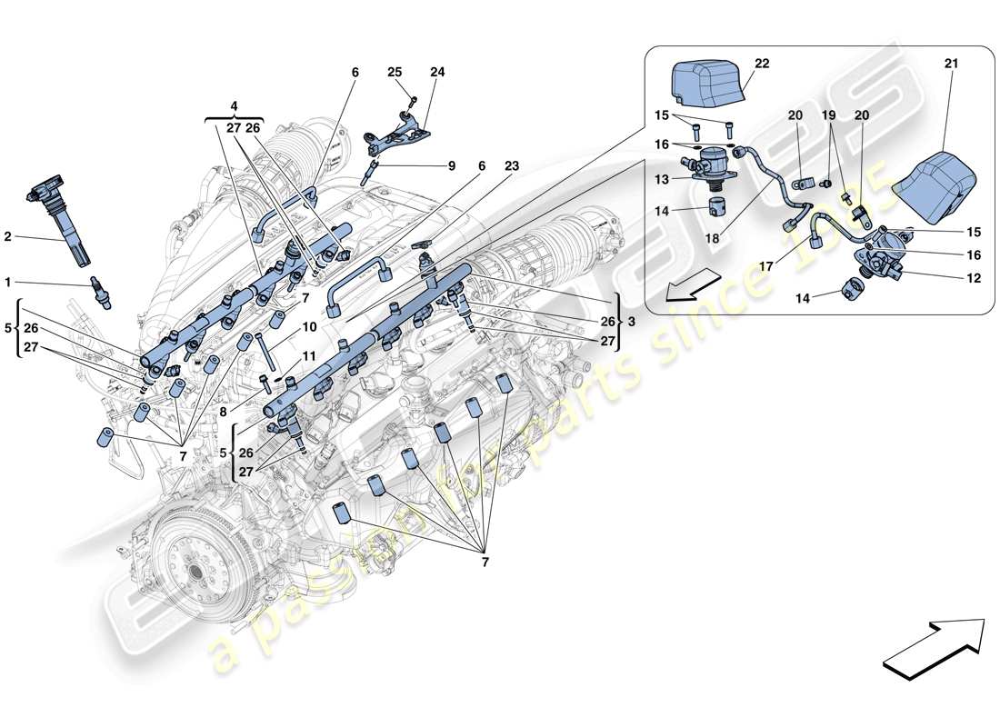 ferrari 812 superfast (rhd) injection - ignition system part diagram