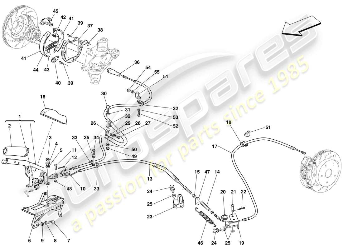 ferrari 612 sessanta (europe) parking brake control parts diagram