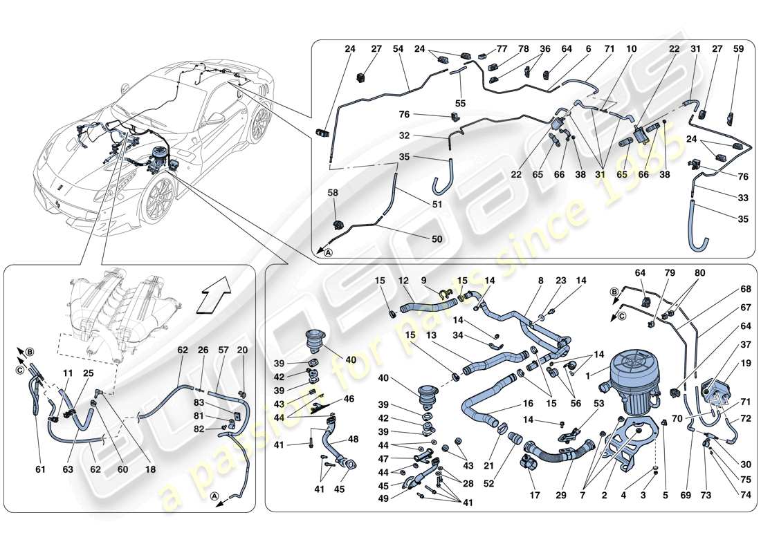 ferrari f12 tdf (europe) secondary air system parts diagram