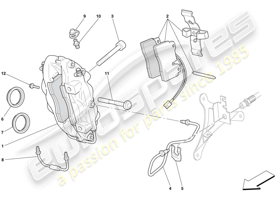 ferrari 612 sessanta (europe) front brake calliper parts diagram