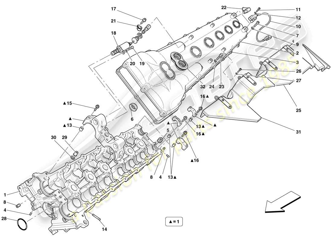 ferrari 599 sa aperta (europe) left hand cylinder head parts diagram