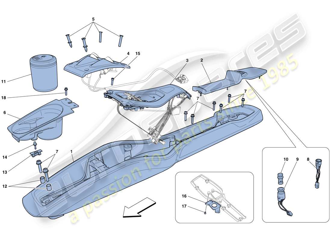 ferrari 458 spider (europe) tunnel - substructure and accessories parts diagram