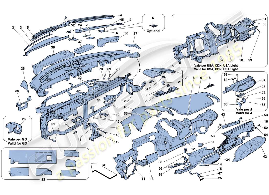 ferrari 458 speciale aperta (usa) dashboard parts diagram