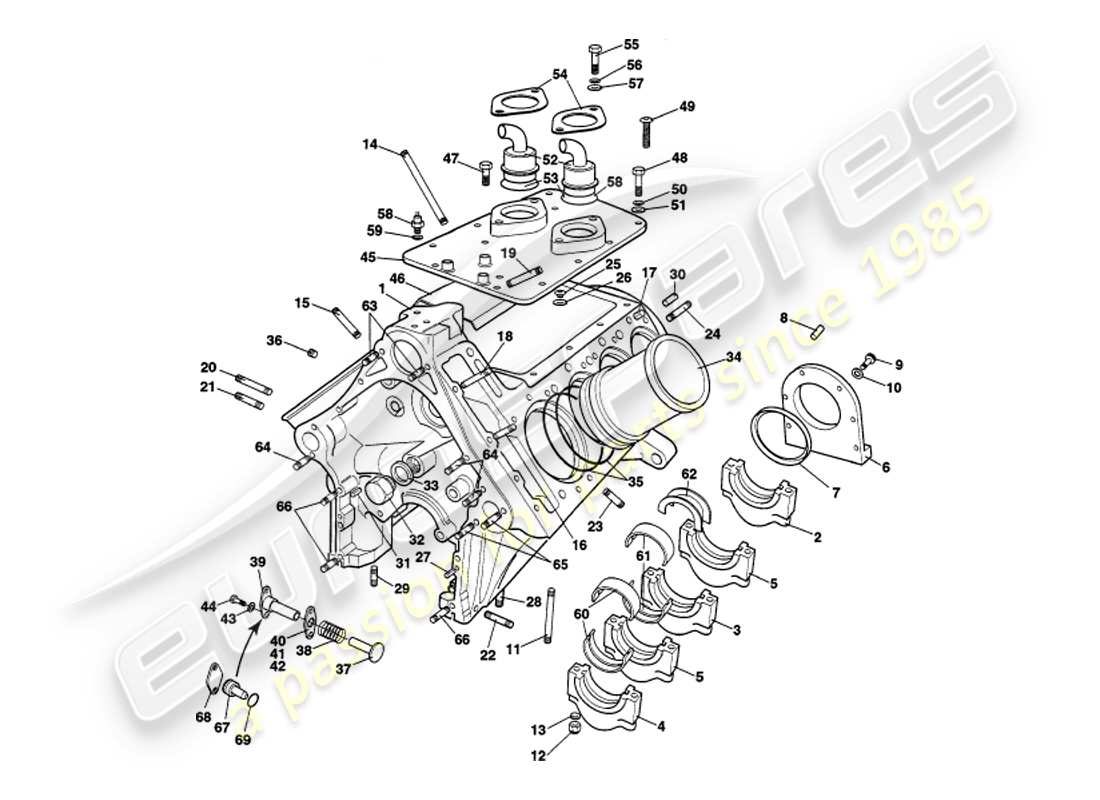 aston martin v8 volante (1997) cylinder block part diagram