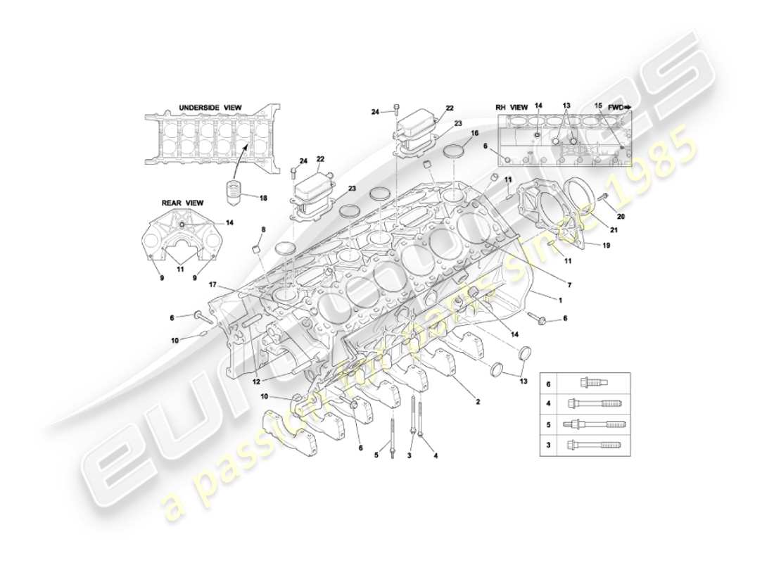 aston martin vanquish (2005) cylinder block part diagram