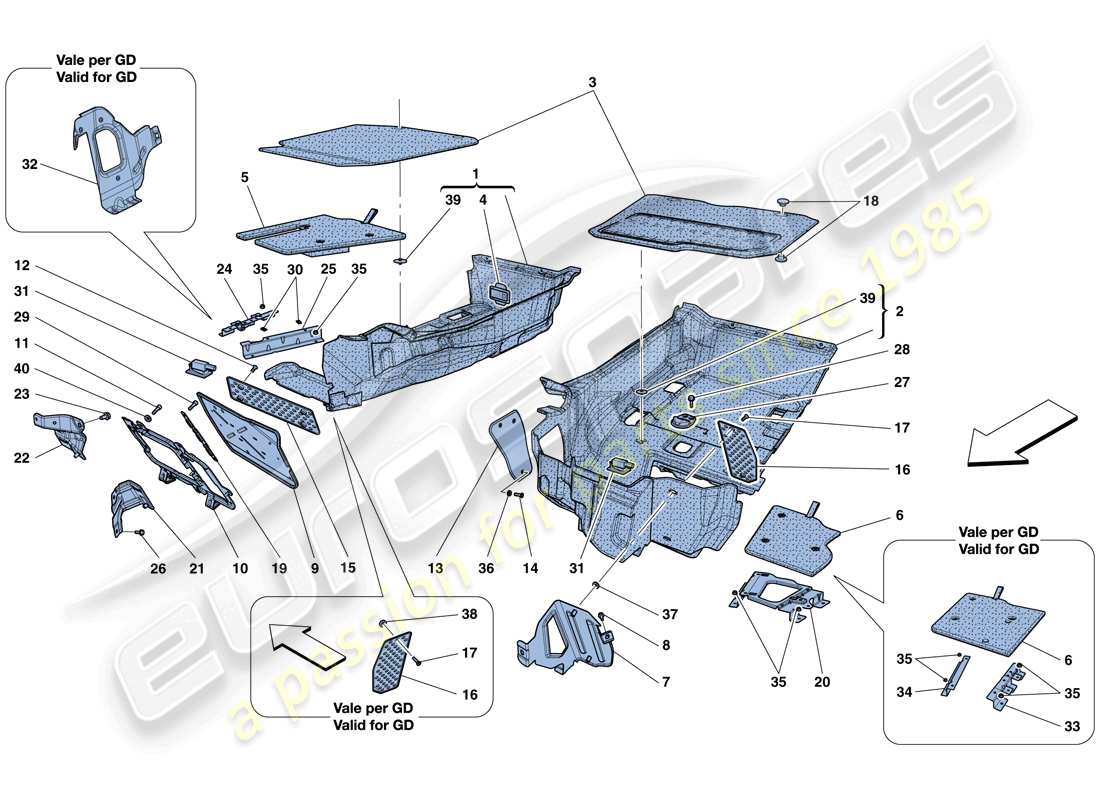 ferrari f12 berlinetta (rhd) passenger compartment mats parts diagram