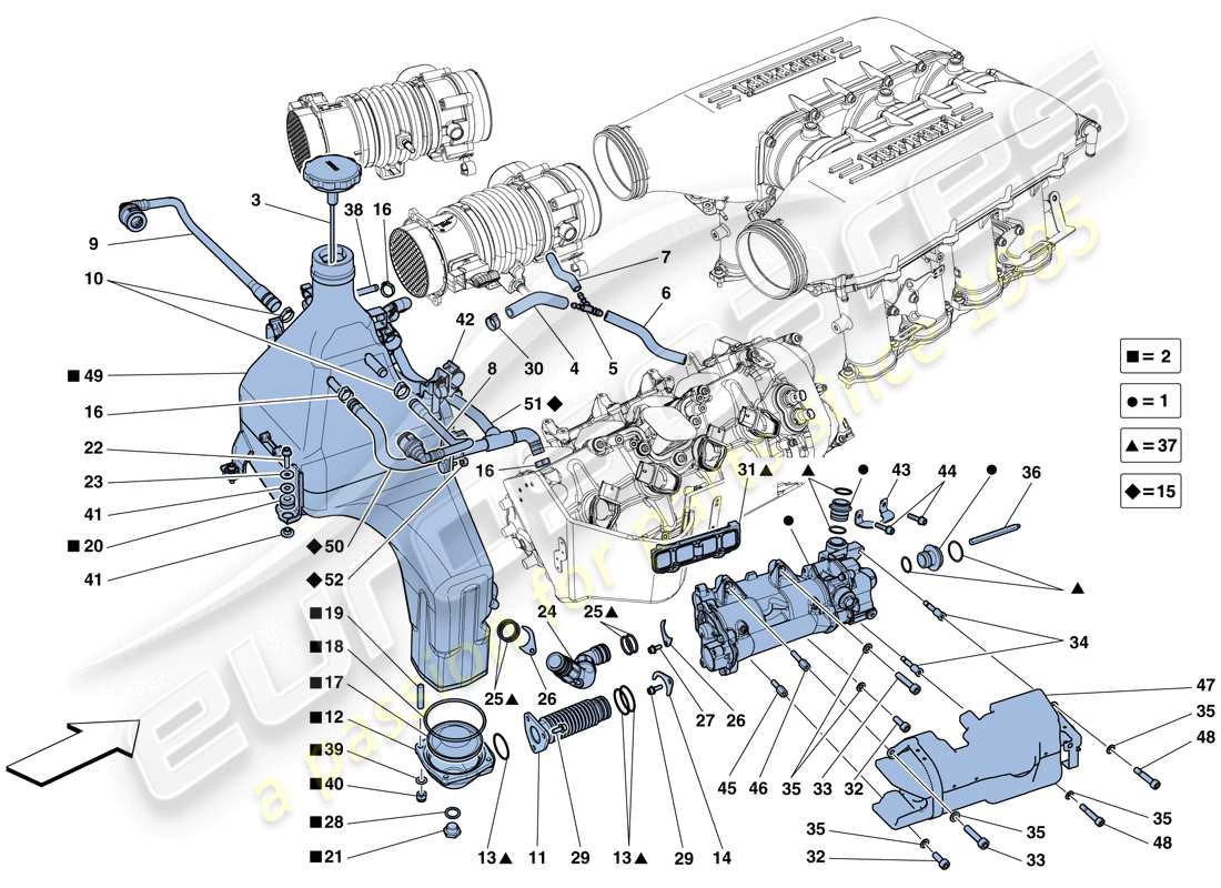 ferrari 458 speciale (usa) lubrication system: tank, pump and filter part diagram