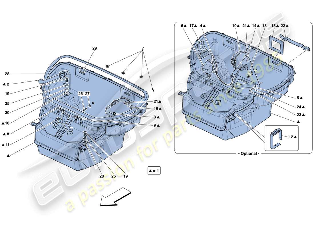 ferrari 458 speciale (usa) front compartment trim part diagram