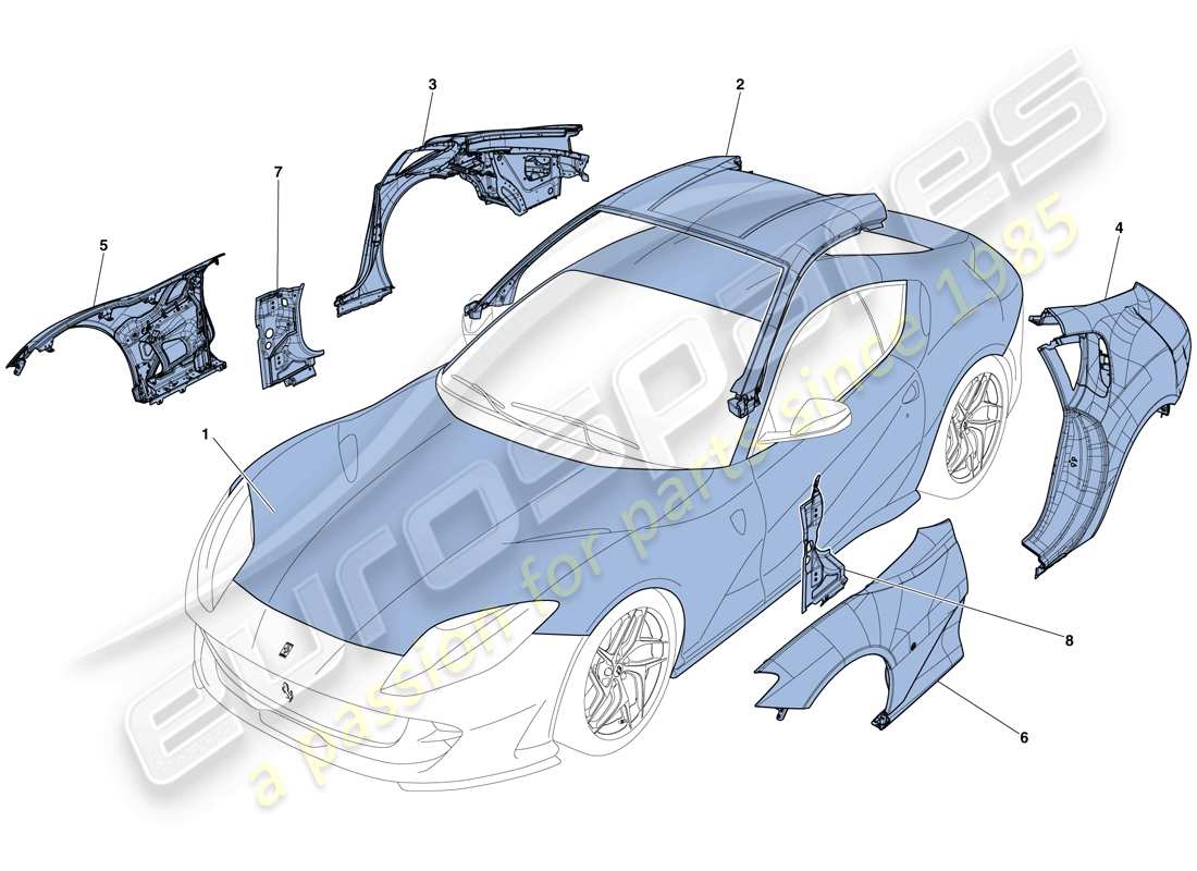 ferrari 812 superfast (europe) bodyshell - external trim parts diagram