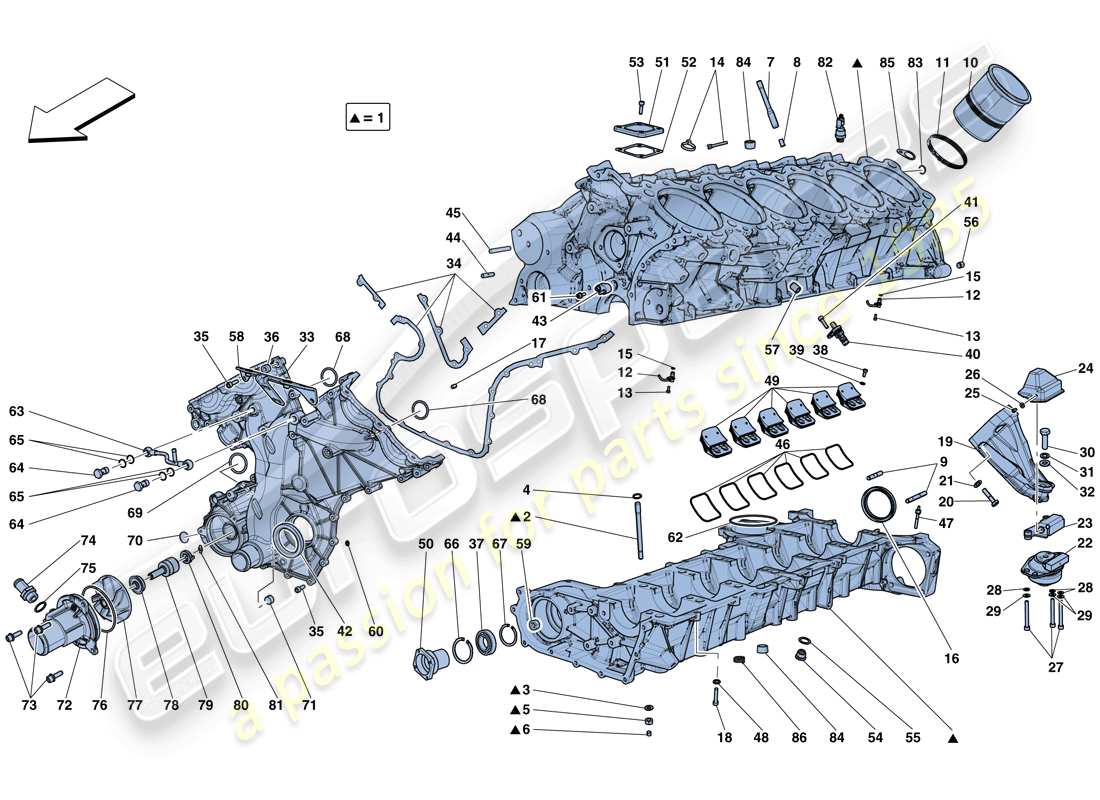 ferrari 812 superfast (europe) crankcase parts diagram