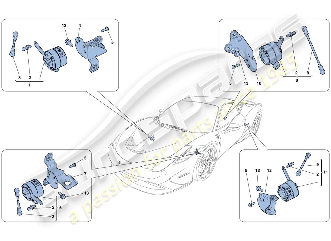 ferrari 458 speciale (rhd) electronic management (suspension) part diagram