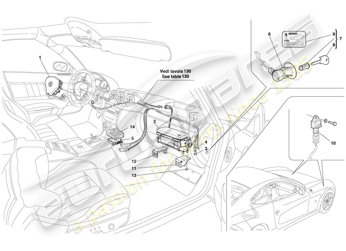 ferrari 612 scaglietti (rhd) airbag parts diagram