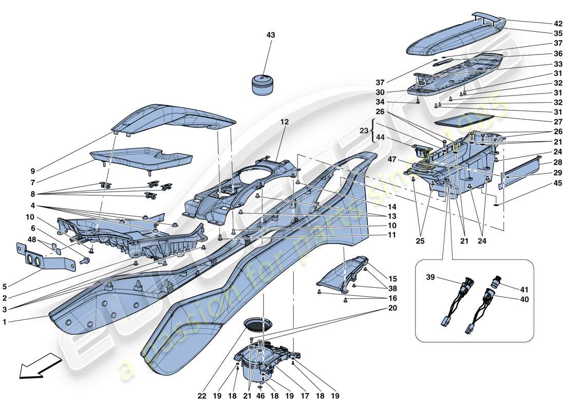ferrari california t (usa) tunnel - substructure and accessories parts diagram