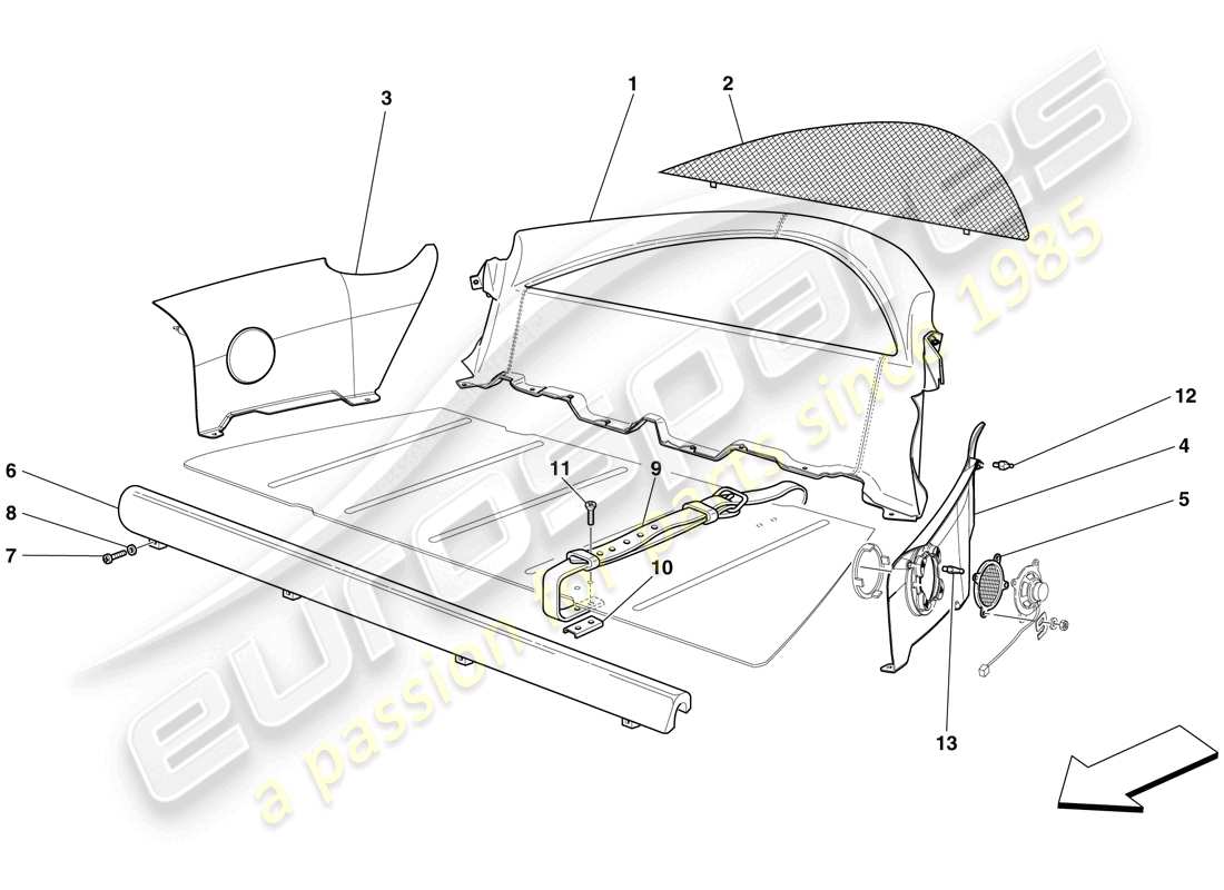 ferrari 599 gto (rhd) interior trim part diagram