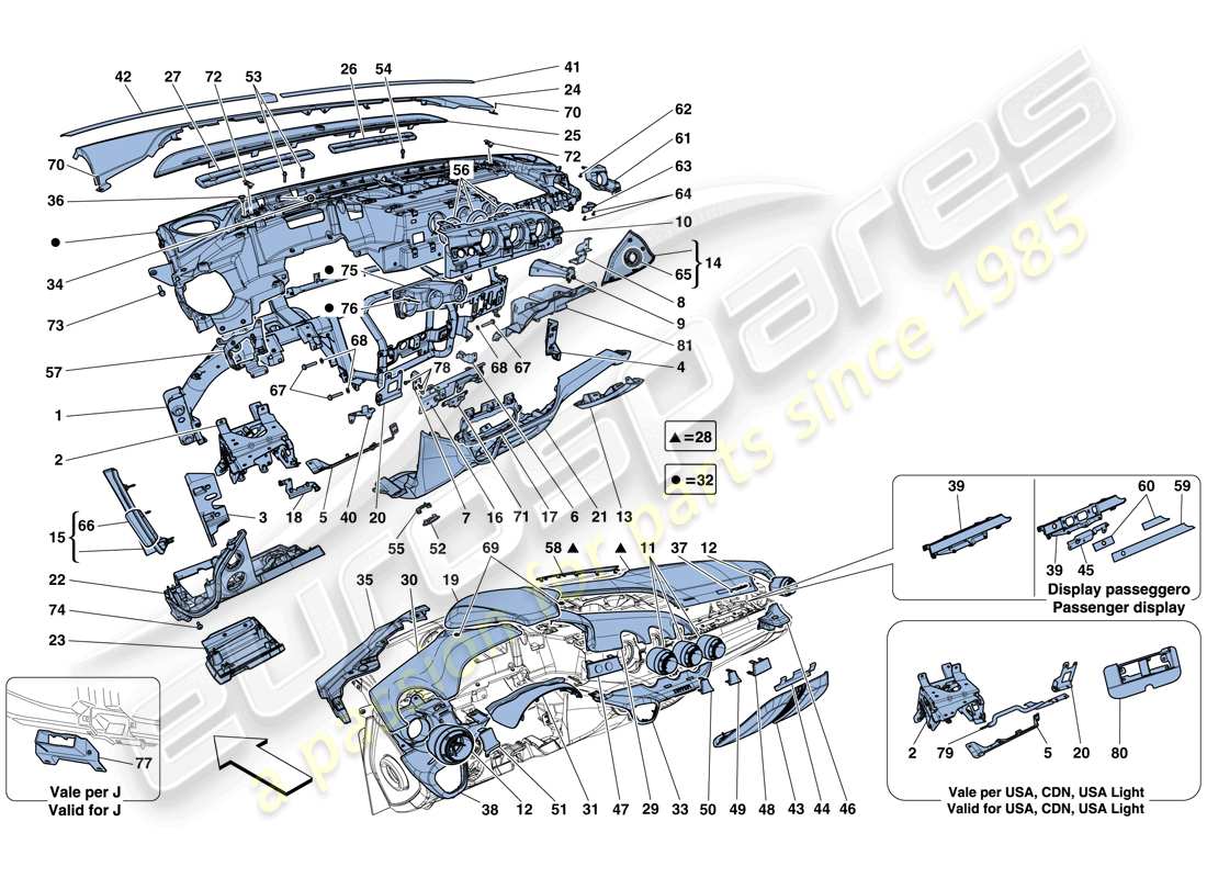 ferrari f12 tdf (usa) dashboard part diagram