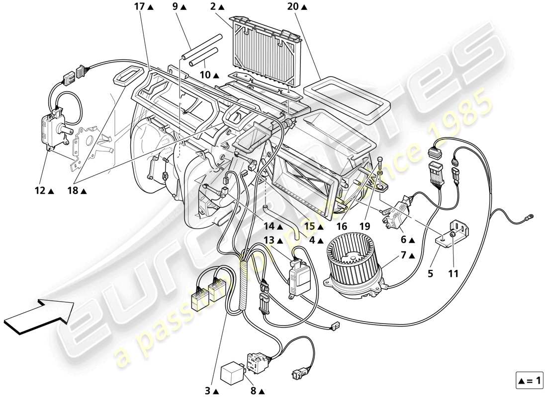 maserati trofeo passengers compartment aerating system - valid for my 2003 & valid for my 2004 parts diagram