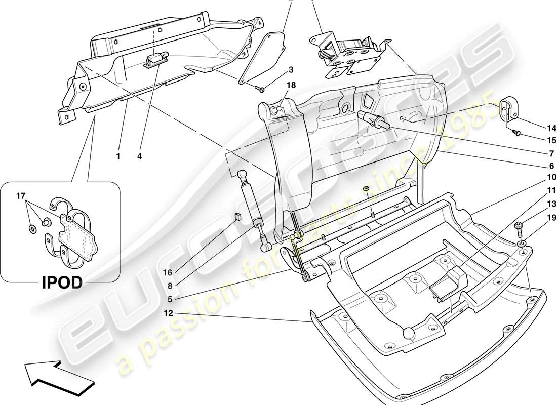 ferrari f430 coupe (rhd) glove compartment parts diagram