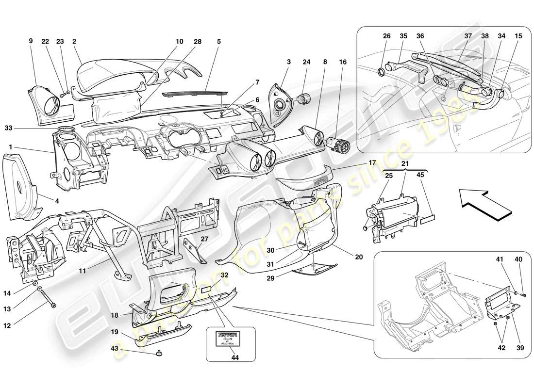 ferrari 599 sa aperta (usa) dashboard parts diagram