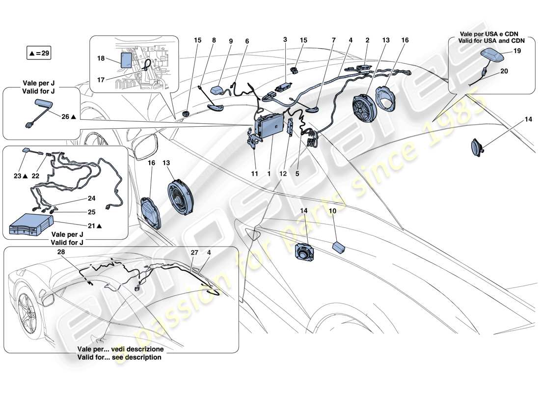 ferrari 458 speciale (rhd) hi-fi system parts diagram