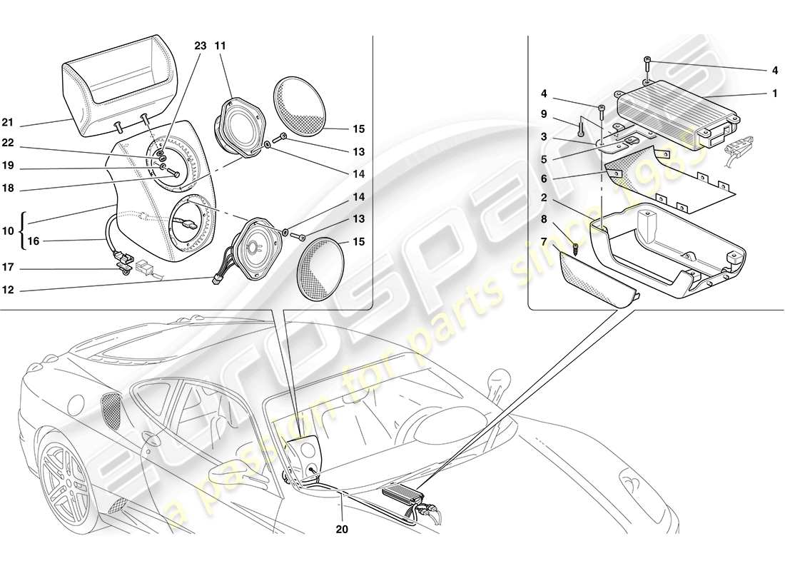 ferrari f430 coupe (europe) radio amplifier system part diagram