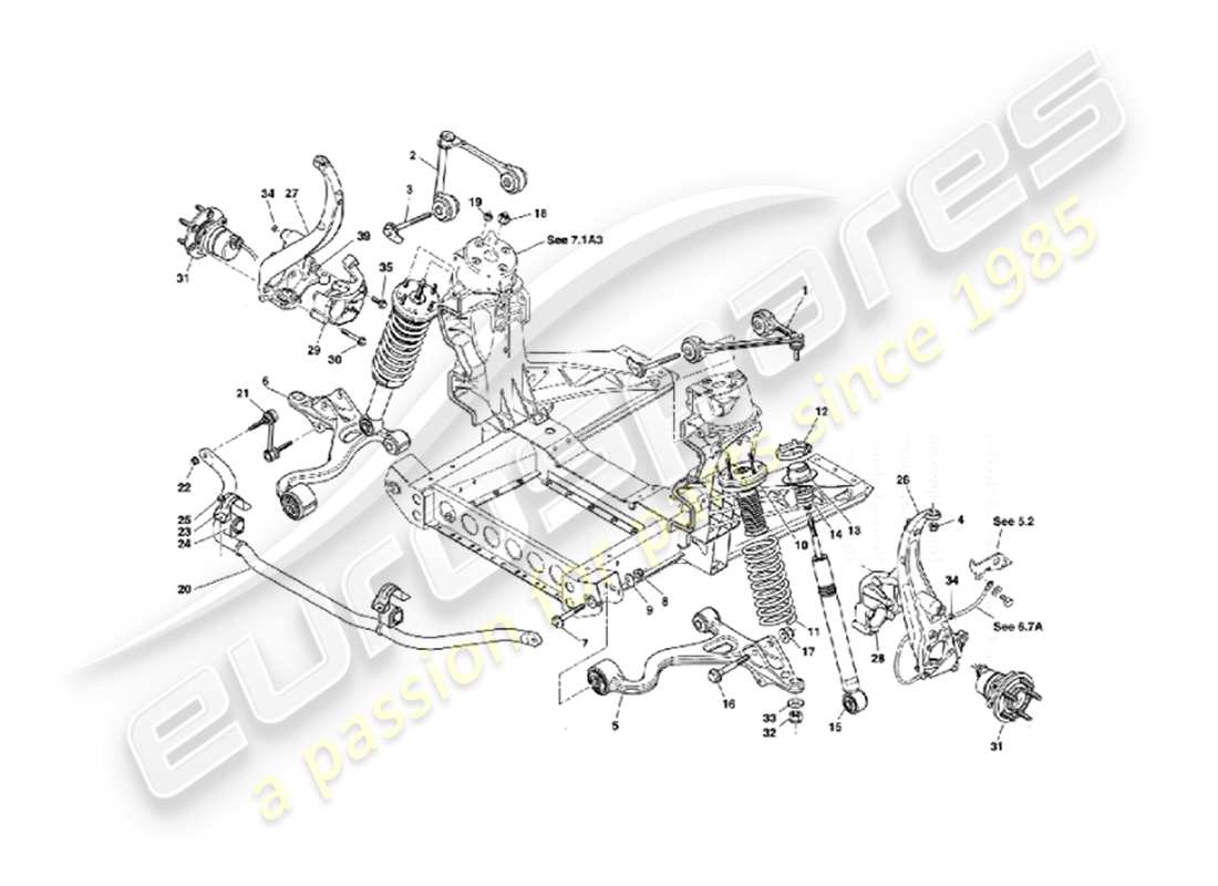 aston martin vanquish (2002) front suspension part diagram