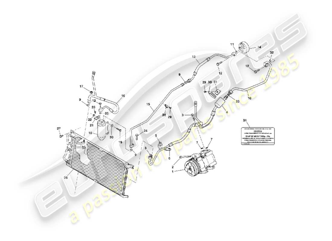 aston martin vanquish (2005) engine compartment installation part diagram