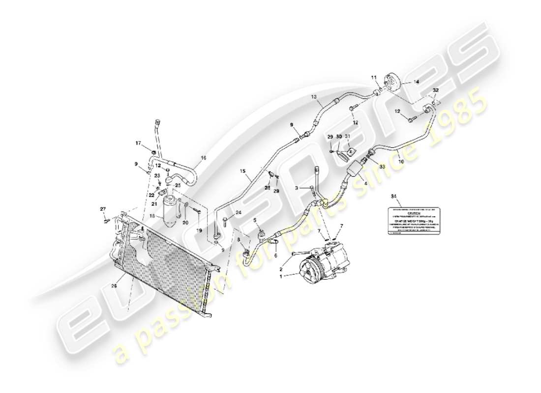 aston martin vanquish (2003) engine compartment installation part diagram