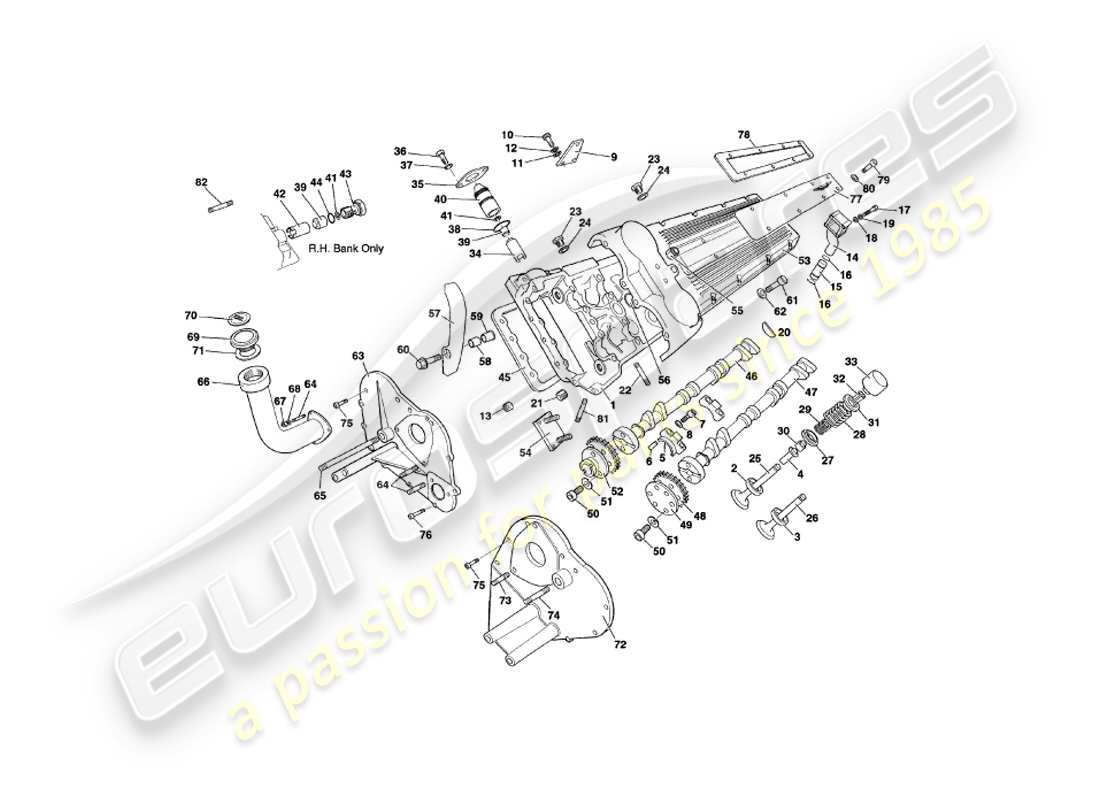 aston martin v8 coupe (2000) cylinder heads part diagram