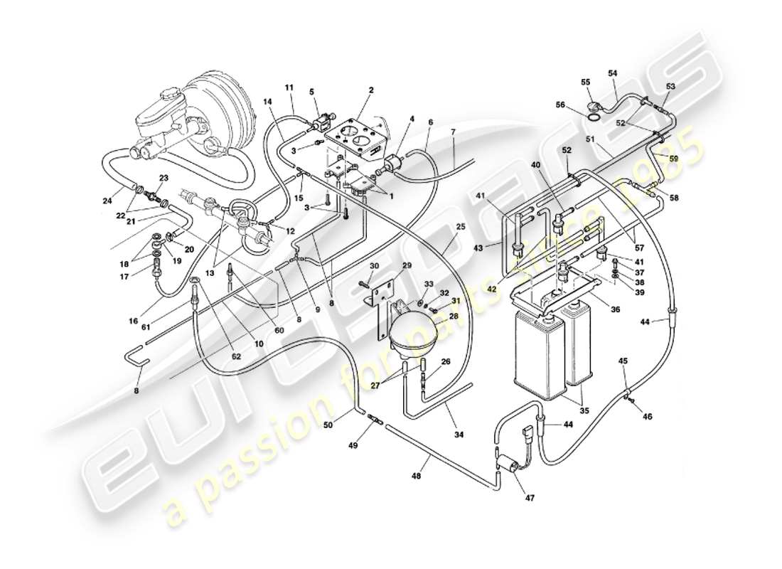 aston martin v8 coupe (1999) vacuum system part diagram