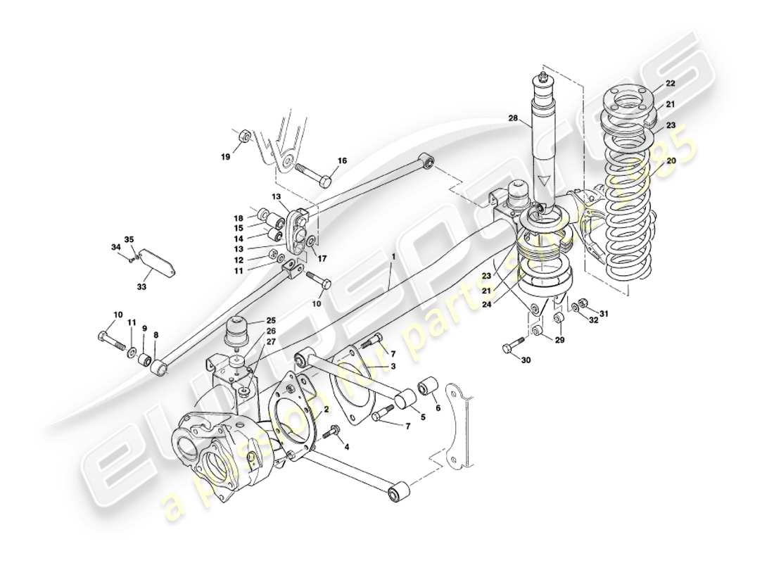 aston martin v8 coupe (1999) rear suspension part diagram